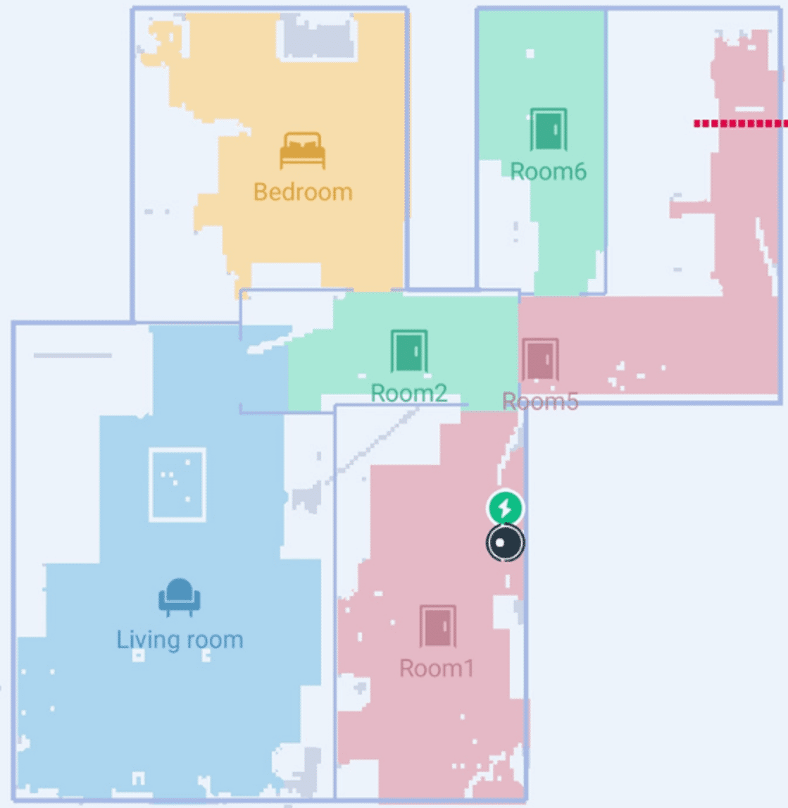 Die Wohnungskarte wird in der Ecovacs Deebot T9 AIVI App betrachtet
